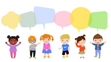 Children and speech bubbles.のイラスト素材