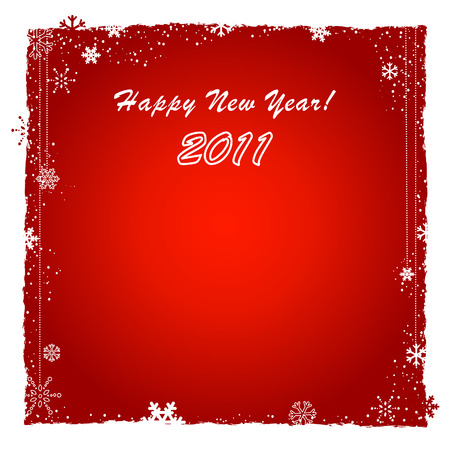 New Year Christmas red background with snowflakes. Vector illustrationのイラスト素材