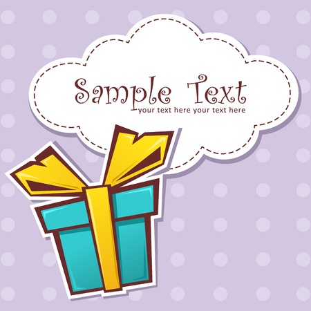 Present gift box with ribbon and text bubble on a dotted backgroundのイラスト素材