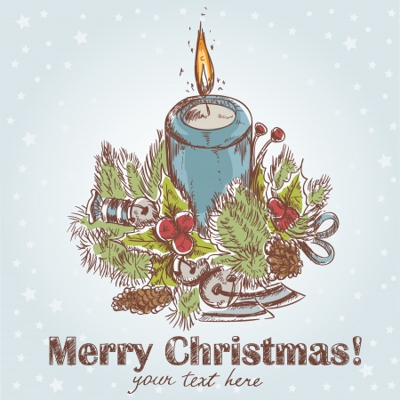 hand drawn candle blue colorのイラスト素材