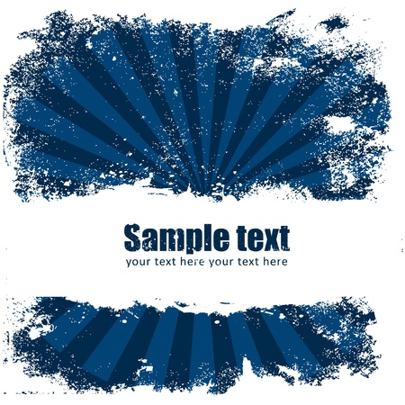 Grunge banner with an inky splatter strip and radial beamsのイラスト素材