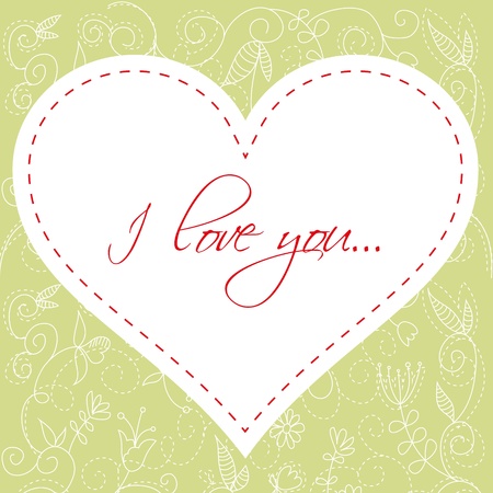 Lovely Valentine's Day heart floral invitation postcardのイラスト素材