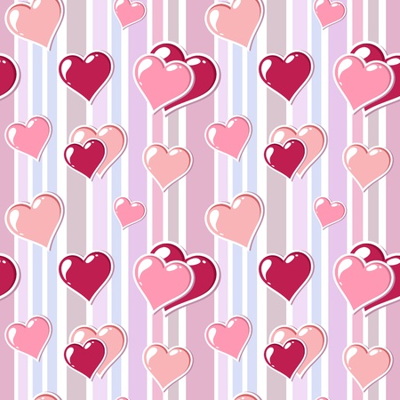 Valentine love stripped background with cute heartsのイラスト素材