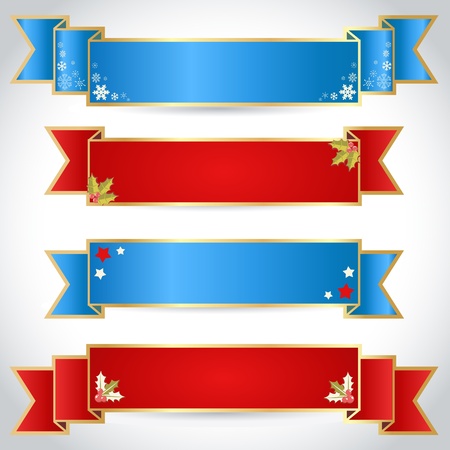 Winter design Christmas ribbons for text and sale discounts in retro vintage styleのイラスト素材