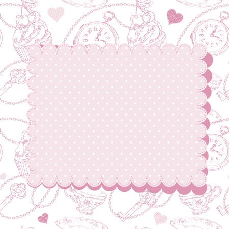 Romantic vintage Valentine invitation postcardのイラスト素材