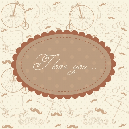 Romantic vintage Valentine invitation postcardのイラスト素材
