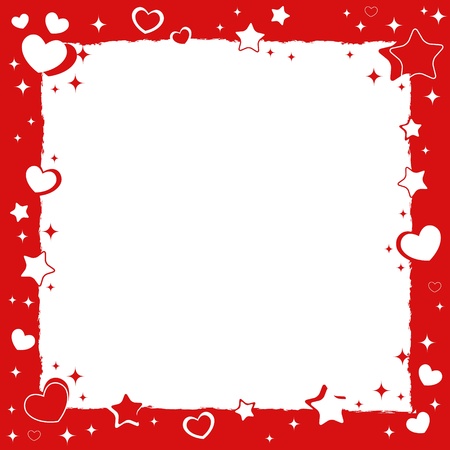 Valentine love romantic frame with hearts and starsのイラスト素材