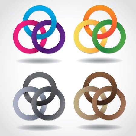 Geometric 3D multicolored embracing metal ring shapesのイラスト素材
