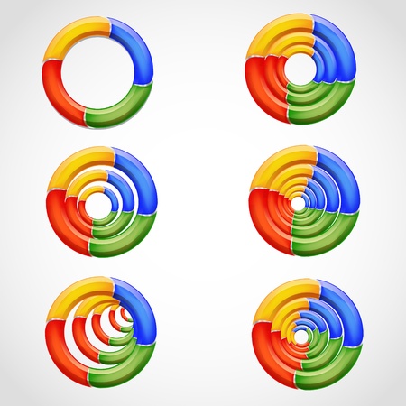 Geometric 3D multicolored ring shapesのイラスト素材