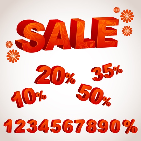 A sale discount set with percents and volume 3D fontのイラスト素材