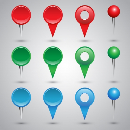Colorful web buttons, checkboxes, pointers and office pinsのイラスト素材