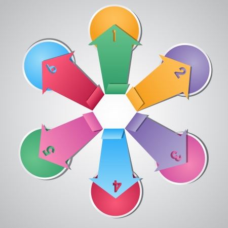 Origami paper colorful arrows with numbersのイラスト素材