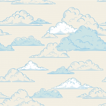 Clouds seamless pattern hand-drawn illustrationのイラスト素材