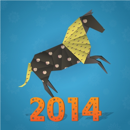 New year origami paper horse 2014 celebration cardのイラスト素材