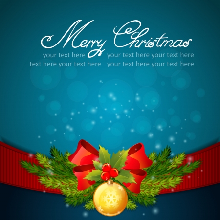 Christmas celebration sparkling postcard with golden decorative baubleのイラスト素材