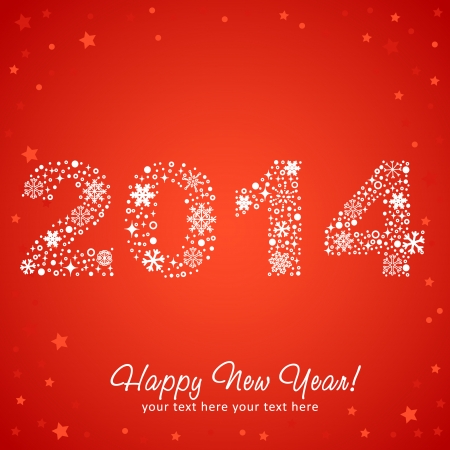 2014 New Year shiny invitation postcard with snowflakes, stars and glitter  Vector illustrationのイラスト素材