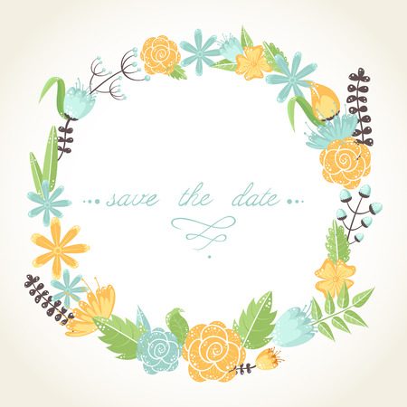 Elegant floral congratulation card for wedding and birthday invitationsのイラスト素材