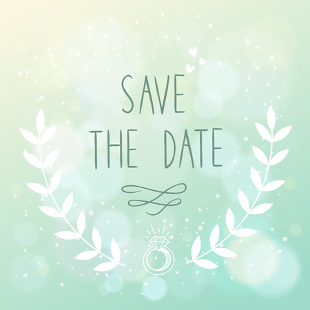 Save the date elegant wedding card with floral elements and hand lettering のイラスト素材