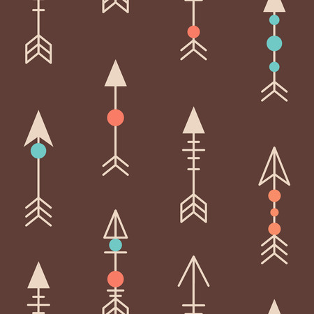Cute trible geometric seamless pattern in cartoon style with arrows for fabric and web backgroundsのイラスト素材