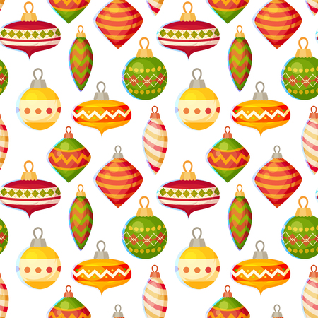 Cute christmas toys, balls and baubles seamless patternのイラスト素材