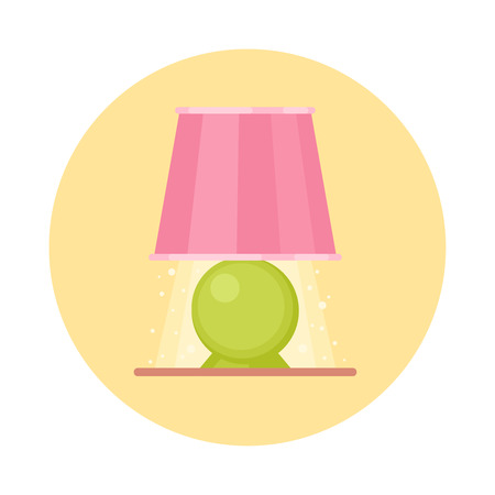 Cute flat nigh light icon. Cartoon geometric lamp on a nightstand isolated on white background.のイラスト素材