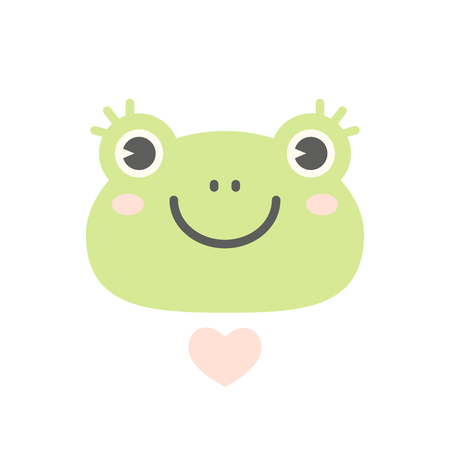 Cute Flat Frog Symbol or Iconのイラスト素材