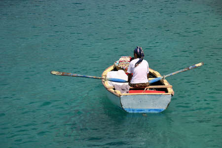 A Turkish boat hawker in Mediterranean Sea