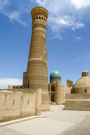 View of Kalan Minaret and Mir-i-Arab Madrasa in Bukhara from the southwestのeditorial素材