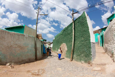 Narrow alleyways in Harar Old Town Jugol, Ethiopiaのeditorial素材
