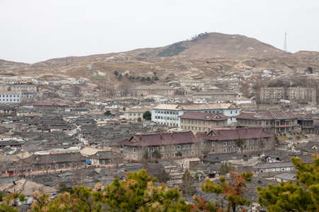 View of Kaesong city in North Koreaのeditorial素材