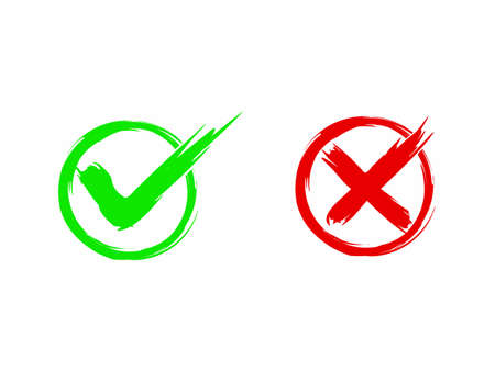 Check And Cross, Aprove And Decline Brush Vector Designのイラスト素材