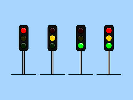 Traffic Lights Flat Vector Set Designのイラスト素材