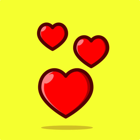 Cute Love Shape, Heart Sticker Flat Vector Design Illustrationのイラスト素材