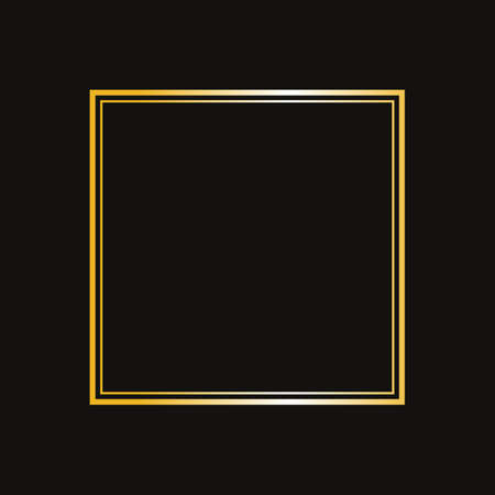 Luxury Square Gold Frame Vector on Black Backgroundのイラスト素材