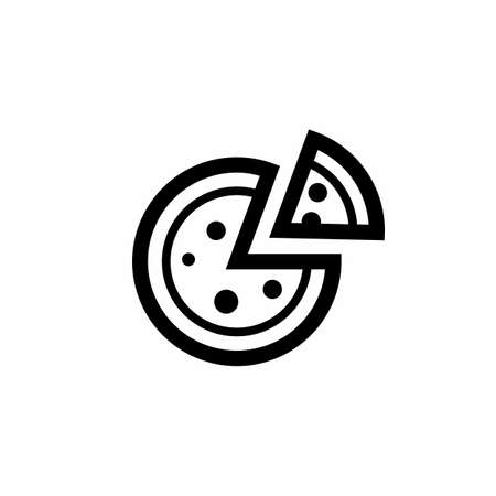Simple And Clean Full Pizza Cut Outline Vector Icon Illustrationのイラスト素材