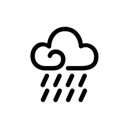 Rainy Cloud Outline Vector Icon Illustrationのイラスト素材