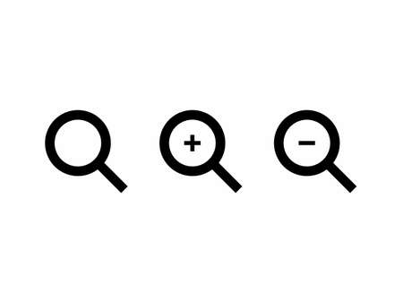 Magnifying Glass, Search, Zoom Plus and Minus Vector Iconのイラスト素材