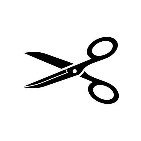 Simple And Clean Sharp Scissors, Cut, Trim Vector Icon Illustration