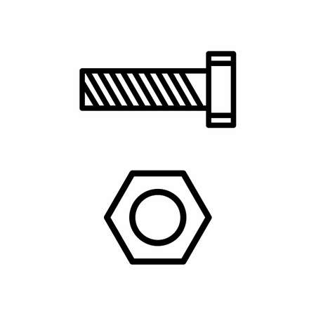 Bolt And Nut Vector Icon Illustration On White Backgroundのイラスト素材