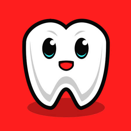 Cute Tooth Mascot Vector Illustrationのイラスト素材