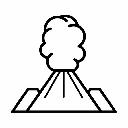 Simple And Clean Erupted Volcano Outline Icon Vector Illustrationのイラスト素材