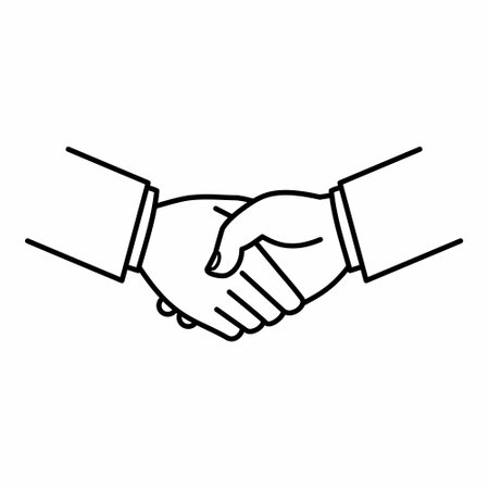 Simple And Clean Handshake Icon Outline Vector Illustrationのイラスト素材