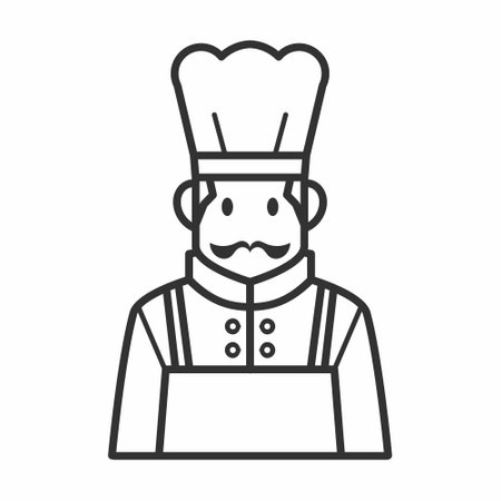 Simple And Clean Chef Icon Outline Vector Illustrationのイラスト素材