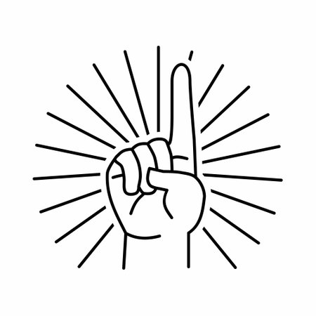 Simple And Clean One Index Finger Pointing Up Icon Outline Vector Illustrationのイラスト素材