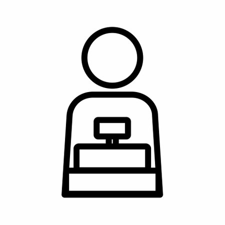 Simple And Clean Cashier Icon Outline Vector Illustrationのイラスト素材