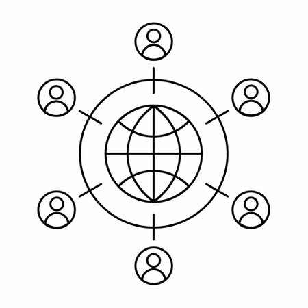Global Network Communication Icon Outline Vector Illustrationのイラスト素材