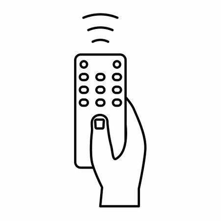 Hand Remote Outline Icon Vector Illustrationのイラスト素材