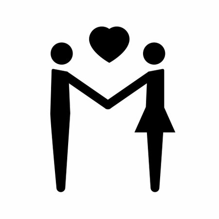 Simple And Clean Couple Love Silhouette Pictogram Icon Vector Illustrationのイラスト素材