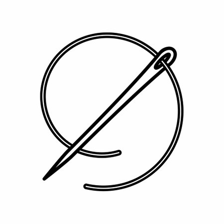 Sewing Needle And Thread Outline Icon Vector Illustrationのイラスト素材