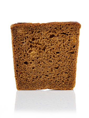 Brown bread slice isolated on white background
